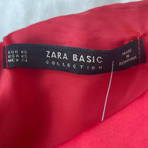 Zara Basic NWT Red Fit & Flare Pleated Dress Sz S - Picture 4 of 8